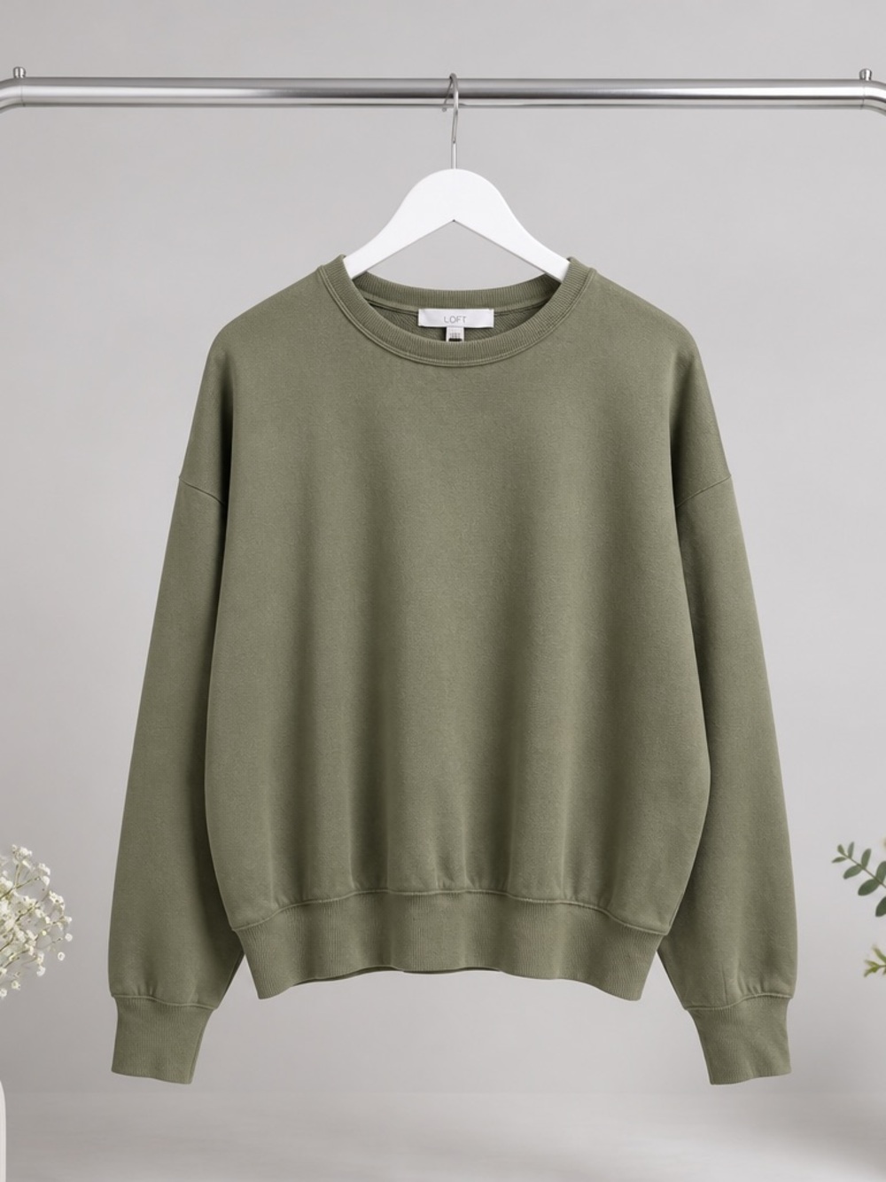 LOFT Olive Green Crewneck Pullover